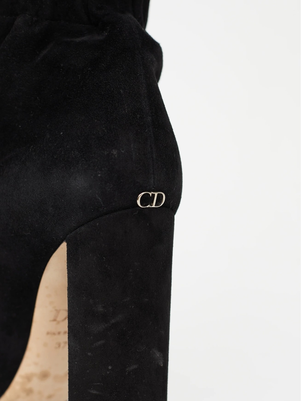 Dior Black Suede Over-the-Knee Boots with Fold-Top Leather Cuff - Picture 5 of 6